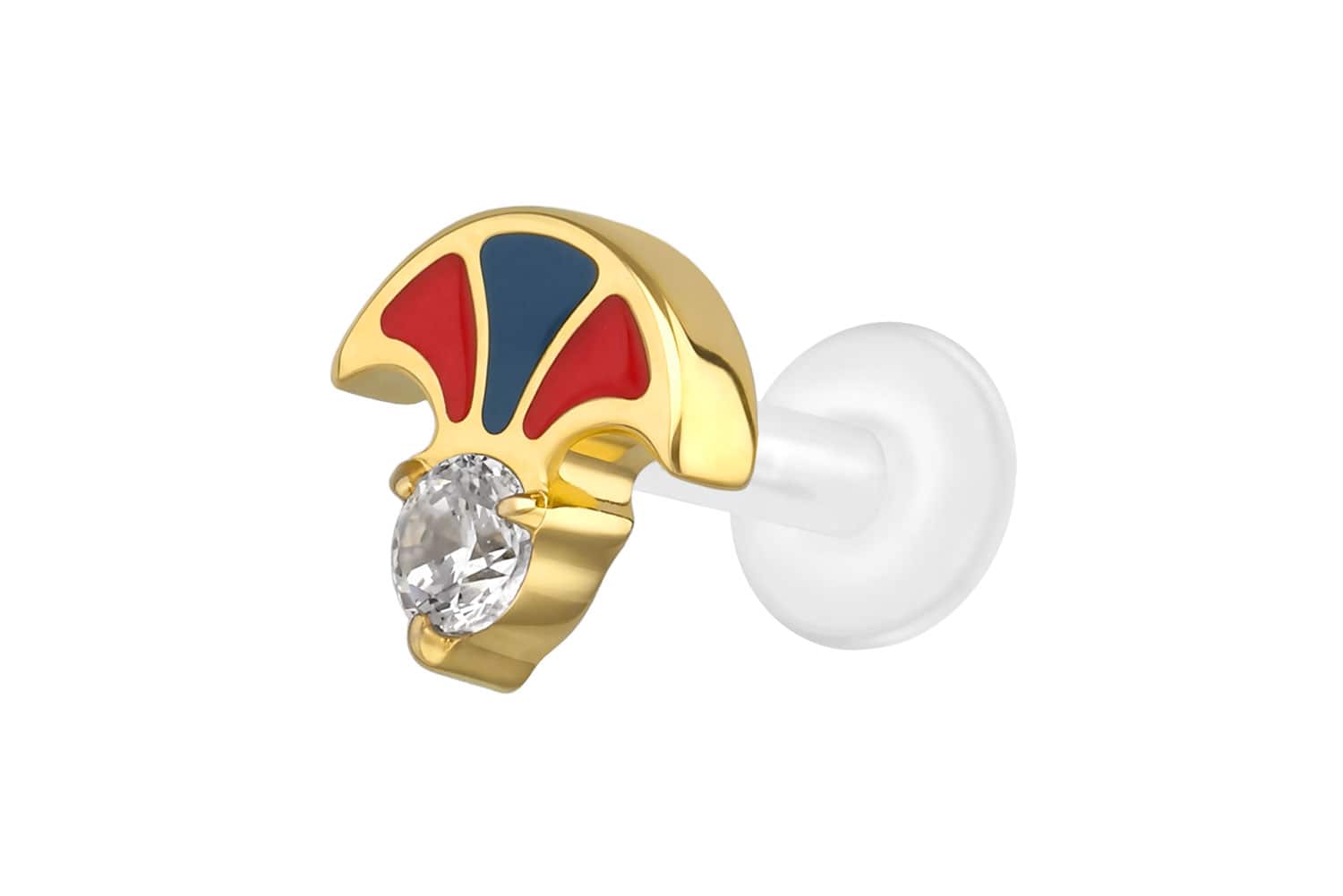 PTFE Labret Piercing mit Innengewinde + Titan-Aufsatz FÄCHER